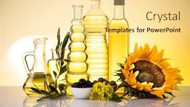  Presentation with oil products - Presentation design enhanced with cooking-and-food-oil-products background and a blonde colored foreground