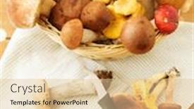  Presentation with kitchen towel - Colorful theme enhanced with cooking-and-harvest-concept-basket backdrop and a lemonade colored foreground