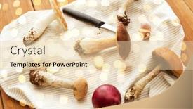  Presentation with kitchen towel - Amazing PPT theme having cooking-and-harvest-concept-different backdrop and a lemonade colored foreground