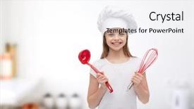  Presentation with cooking kids - Audience pleasing presentation consisting of cooking and people concept - smiling backdrop and a sky blue colored foreground