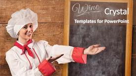  Presentation with chef - Presentation theme having cooking animation - pretty chef presenting with hands background and a tawny brown colored foreground