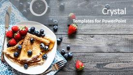  Presentation with vintage art - Cool new slide deck with cooking art - delicious crepes breakfast with dramatic backdrop and a gray colored foreground