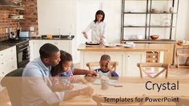  Presentation with children - PPT theme having cooking art - father and children drawing background and a  colored foreground