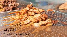  Presentation with food grill - Amazing presentation design having cooking asian kitchen sale backdrop and a coral colored foreground