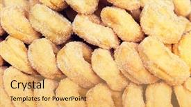  Presentation with asian food - Cool new PPT layouts with cooking asian kitchen sale and food concept - sugared donuts texture backdrop and a yellow colored foreground