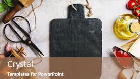  Presentation with cooking oil - Beautiful presentation theme featuring cooking background rolling pin scissors pepper garlic olive oil eggs cheese tomato and basil leaves cooking italian food or vegetarian concept top view copy space backdrop and a coral colored foreground