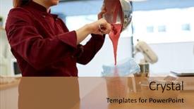  Presentation with pastry cream - Presentation having cooking baking food and people background and a coral colored foreground