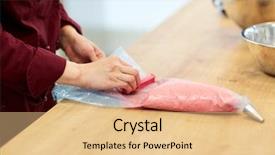  Presentation with pastry cream - Beautiful slide deck featuring cooking baking and people concept backdrop and a  colored foreground