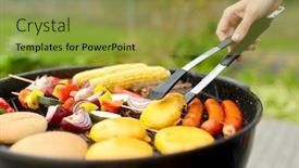  Presentation with food grill - Theme enhanced with cooking-barbecue-and-food-concept background and a gold colored foreground