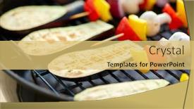  Presentation with food grill - Colorful PPT theme enhanced with cooking-barbecue-and-food-concept backdrop and a yellow colored foreground