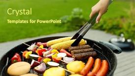  Presentation with food grill - Presentation theme having cooking-barbecue-and-food-concept background and a tawny brown colored foreground