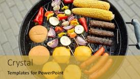  Presentation with food grill - Audience pleasing presentation consisting of cooking-barbecue-and-food-concept backdrop and a yellow colored foreground