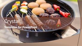  Presentation with food grill - Presentation enhanced with cooking-barbecue-and-food-concept background and a tawny brown colored foreground