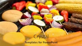  Presentation with food grill - Presentation theme with cooking-barbecue-and-food-concept background and a gold colored foreground