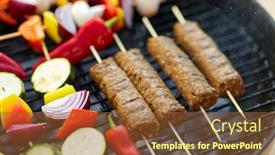  Presentation with food grill - Colorful PPT theme enhanced with cooking-barbecue-and-food-concept backdrop and a tawny brown colored foreground