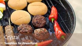  Presentation with food grill - PPT layouts featuring cooking-barbecue-and-food-concept background and a tawny brown colored foreground