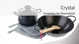  Presentation with cooking utensil - Presentation theme consisting of cooking basics utensil in black background and a  colored foreground