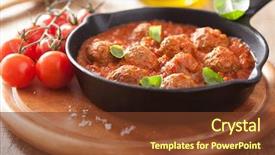  Presentation with tomato - Slide set enhanced with cooking beef - meatballs with tomato sauce background and a tawny brown colored foreground