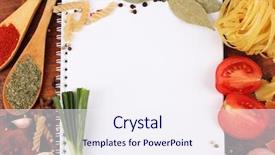  Presentation with spices - Colorful slide set enhanced with cooking book - notebook for recipes and spices backdrop and a sky blue colored foreground