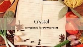  Presentation with dark vintage wood table texture - Amazing presentation theme having cooking book - notebook for recipes and spices backdrop and a lemonade colored foreground