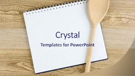  Presentation with cookbook - Slide deck having cooking book - open cookbook and kitchenware background and a sky blue colored foreground