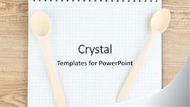  Presentation with cookbook - Slide deck enhanced with cooking book - open cookbook and kitchenware background and a sky blue colored foreground