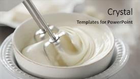  Presentation with cream - PPT theme enhanced with cooking buttery cream on kitchen background and a  colored foreground