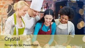  Presentation with gourmet sweet dessert bakery food - Slide set with cooking class culinary bakery food background and a  colored foreground