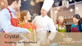  Presentation with gourmet sweet dessert bakery food - Cool new PPT layouts with cooking class culinary bakery food backdrop and a soft green colored foreground