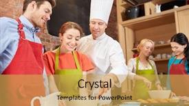  Presentation with cooking chef - Audience pleasing presentation theme consisting of cooking class culinary bakery food backdrop and a yellow colored foreground