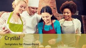  Presentation with gourmet sweet dessert bakery food - Audience pleasing theme consisting of cooking class culinary bakery food backdrop and a yellow colored foreground