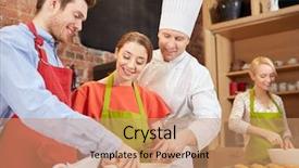  Presentation with cooking chef - PPT layouts having cooking class culinary bakery food background and a coral colored foreground