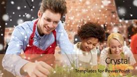  Presentation with effect - PPT layouts featuring cooking class friendship food and people concept - happy women cooking and decorating plates with dishes in kitchen over snow effect background and a coral colored foreground