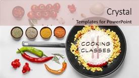  Presentation with cooking - Audience pleasing PPT theme consisting of cooking-classes-concept-cooked-rice backdrop and a lemonade colored foreground