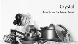  Presentation with prepared salads - Cool new slide deck with cooking classes on table backdrop and a white colored foreground