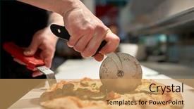 Presentation with pizzeria - PPT theme consisting of cooking concept - cook with cutter background and a yellow colored foreground