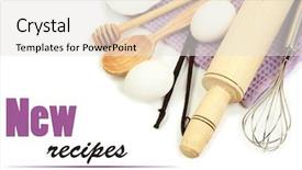  Presentation with baking tools - Colorful presentation design enhanced with cooking concept basic baking ingredients backdrop and a white colored foreground