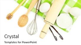  Presentation with baking tools - Presentation theme having cooking concept basic baking ingredients background and a white colored foreground