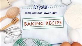  Presentation with baking tools - Amazing slide deck having cooking concept basic baking ingredients backdrop and a sky blue colored foreground