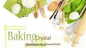  Presentation with baking tools - Presentation design with cooking concept basic baking ingredients background and a cream colored foreground