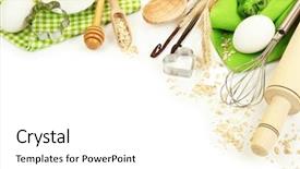  Presentation with baking tools - Amazing presentation theme having cooking concept basic baking ingredients backdrop and a white colored foreground