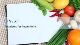 Presentation with cookbook - Amazing presentation design having cooking concept groceries with empty backdrop and a sky blue colored foreground