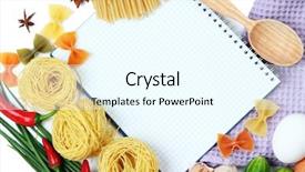  Presentation with cookbook - Amazing presentation theme having cooking concept groceries with empty cookbook close up backdrop and a cool aqua colored foreground