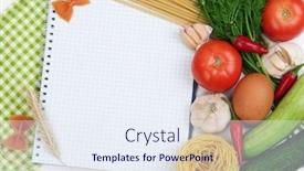  Presentation with cookbook - PPT layouts consisting of cooking-concept-groceries-with-empty background and a sky blue colored foreground