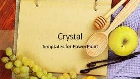  Presentation with cookbook - Beautiful slide set featuring cooking concept groceries with empty backdrop and a yellow colored foreground