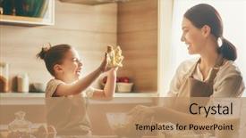  Presentation with mother child - PPT layouts featuring cooking cookies and having fun background and a coral colored foreground