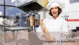  Presentation with french restaurant - Presentation theme consisting of cooking-culinary-and-bakery-concept background and a mint green colored foreground