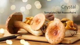  Presentation with cutting board - Colorful theme enhanced with cooking-culinary-and-edible-mushrooms backdrop and a mint green colored foreground