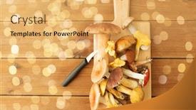  Presentation with culinary - Presentation theme with cooking-culinary-and-edible-mushrooms background and a yellow colored foreground