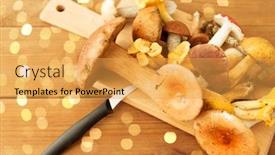  Presentation with culinary - Beautiful presentation theme featuring cooking-culinary-and-edible-mushrooms backdrop and a yellow colored foreground